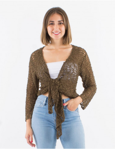Popcorn polyester knitted jacket