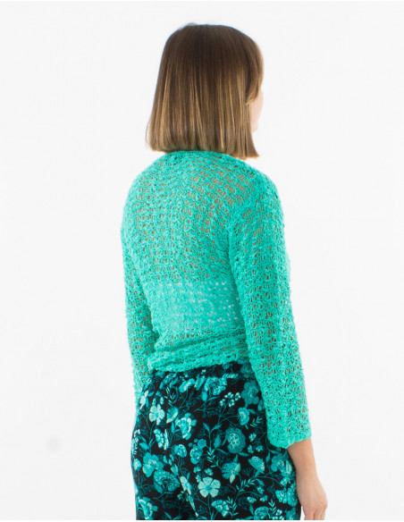 Popcorn polyester knitted jacket