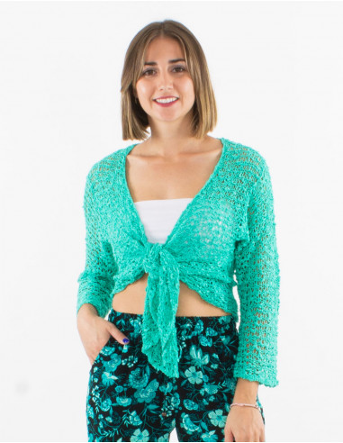 Popcorn polyester knitted jacket