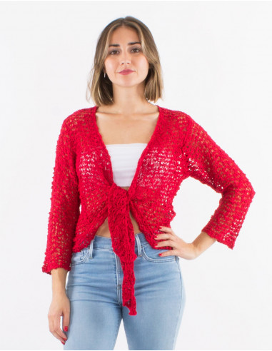Popcorn polyester knitted jacket