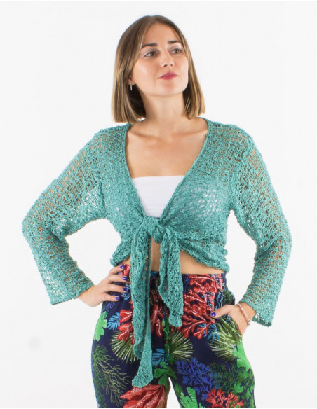 Popcorn polyester knitted jacket