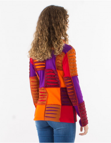 Veste maille coton pw col découpe rasoir appliqué