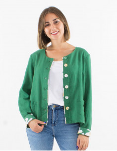 Veste 70% viscose 30% lin unie manches longues 2