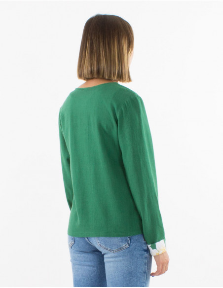 70% viscose 30% linen plain jacket with long sleeves