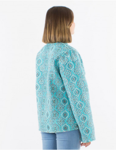 Reversible padded cotton jacket round buttons