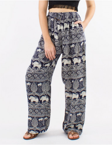 Viscose aladin elephant pants with "bali trunk" print