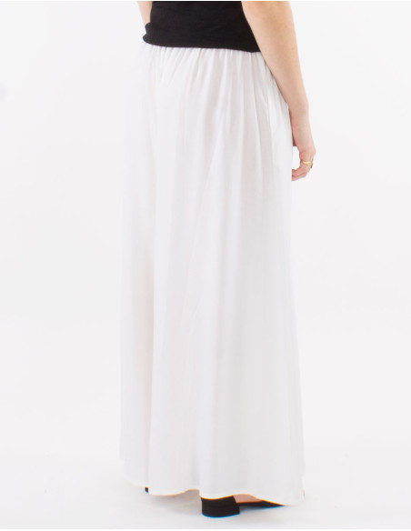 Viscose plain and loose pants with elastic belt