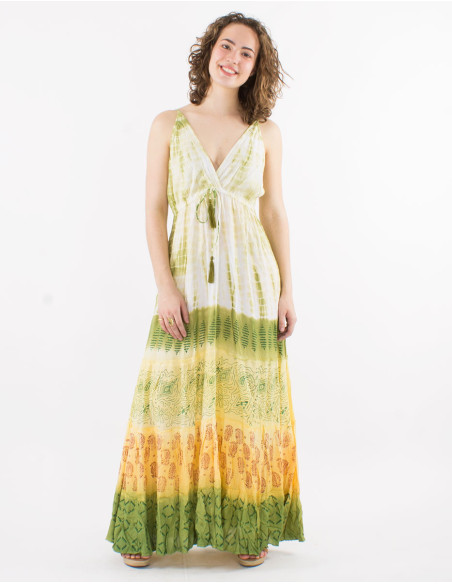 Robe longue viscose tie and dye bretelles dos élastique