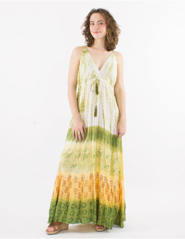 Robe longue viscose tie and dye bretelles dos élastique
