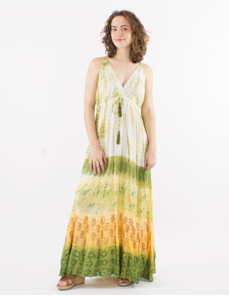 Robe longue viscose tie and dye bretelles dos élastique