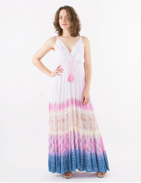 Robe longue viscose tie and dye bretelles dos élastique