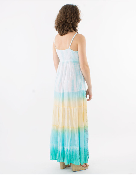 Robe longue viscose tie and dye bretelles dos élastique