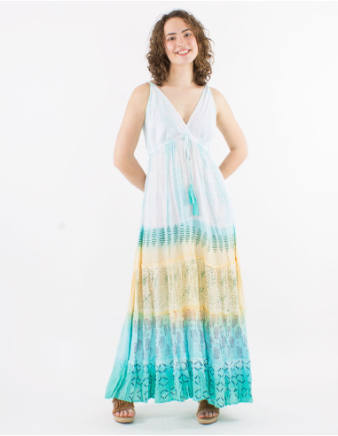 Robe longue viscose tie and dye bretelles dos élastique