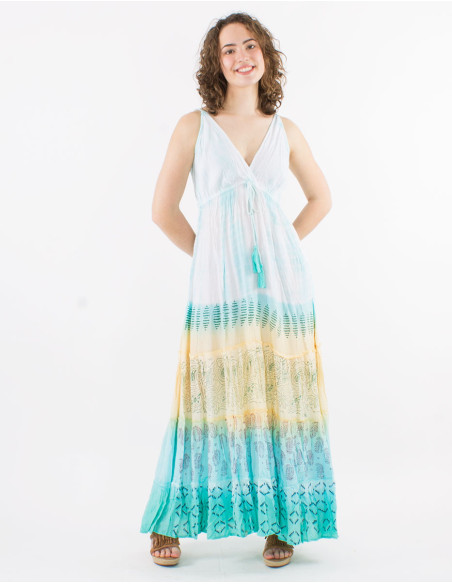Robe longue viscose tie and dye bretelles dos élastique