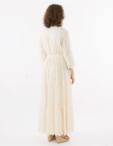 Long cotton embroidered dress with lining and Long sleeves