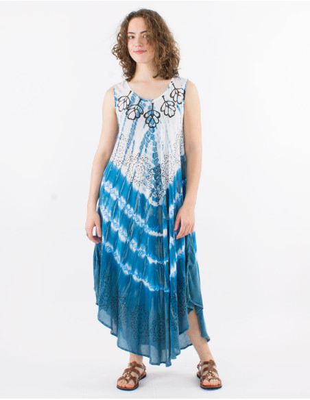 Viscose crepe td umbrella sleeveless dress