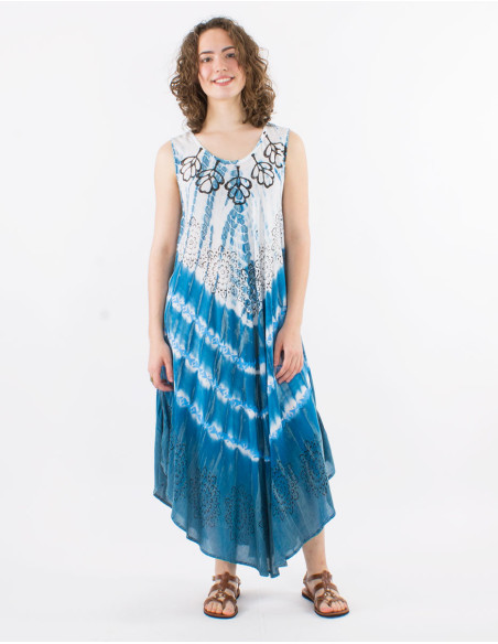 Viscose crepe td umbrella sleeveless dress