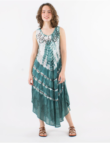 Viscose crepe td umbrella sleeveless dress