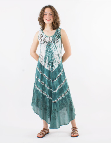 Viscose crepe td umbrella sleeveless dress