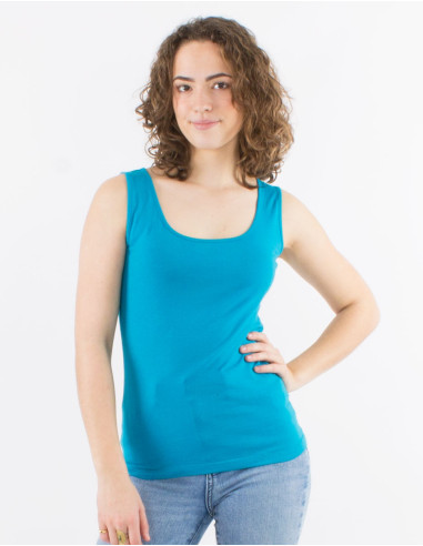 95% cotton 5% elastane plain sleeveless tee shirt
