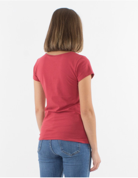 95% cotton 5% elastane plain tee shirt with short sleeves