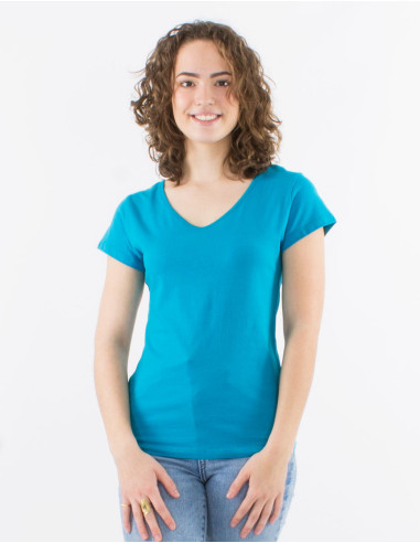 95% cotton 5% elastane plain tee shirt with short sleeves