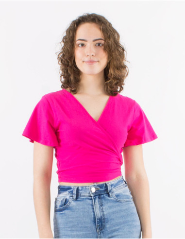 95% cotton 5% elastane plain tee shirt with short sleeves