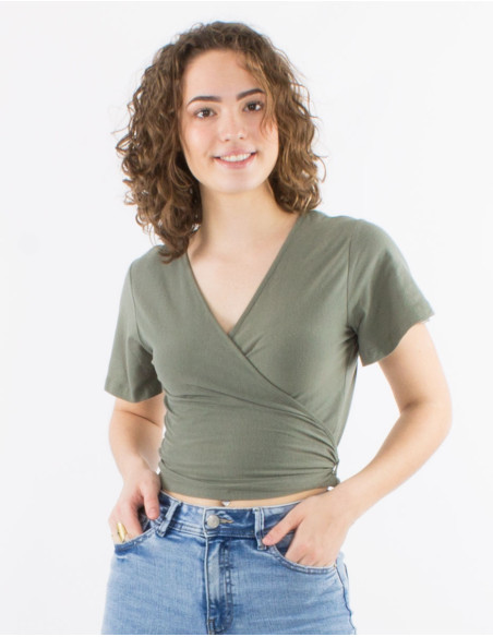 Tee shirt 95% coton 5% élasthanne uni manches courtes