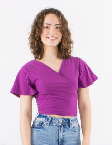 95% cotton 5% elastane plain tee shirt with short sleeves