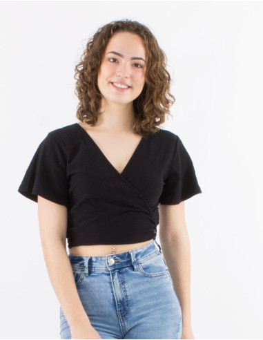 95% cotton 5% elastane plain tee shirt with short sleeves