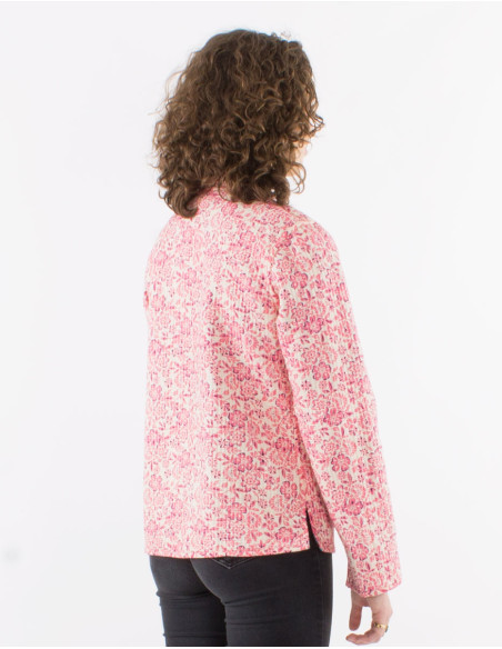 Reversible padded cotton jacket round buttons