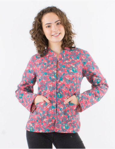 Reversible padded cotton jacket round buttons