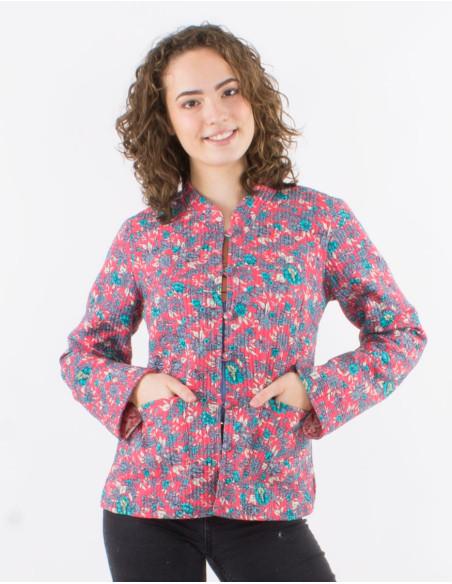 Reversible padded cotton jacket round buttons