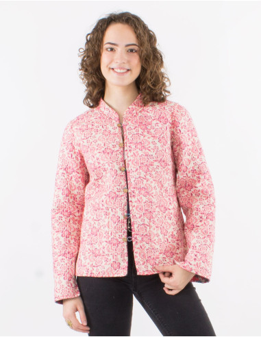 Reversible padded cotton jacket round buttons