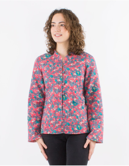 Reversible padded cotton jacket round buttons