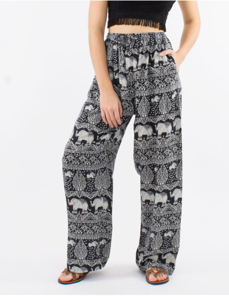 Viscose aladin elephant pants with "bali trunk" print