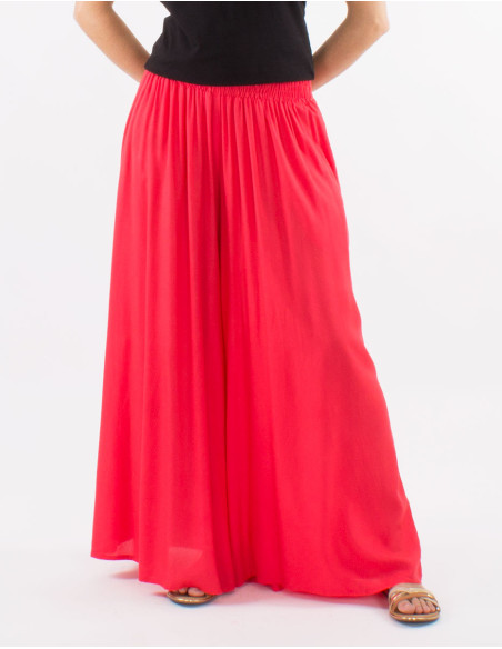 Viscose plain and loose pants with elastic belt