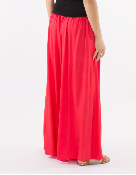 Viscose plain and loose pants with elastic belt