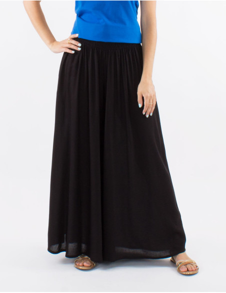 Viscose plain and loose pants with elastic belt