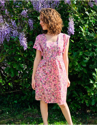Robe polyester manches courtes imprimé Surat
