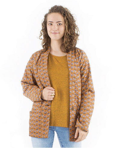Veste polyester matelassée 2 poches imprimé Oriental
