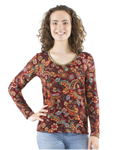 Chemisier maille col V manches longues imprimé Romanesque 2