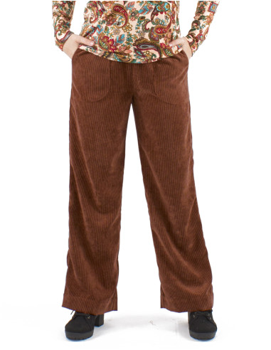 Pantalon large velours cotelé