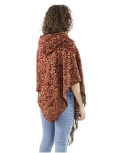 Poncho acrylique triangle franges Jacquart motif cachemire 2