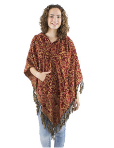 Poncho acrylique triangle franges Jacquart motif cachemire 2