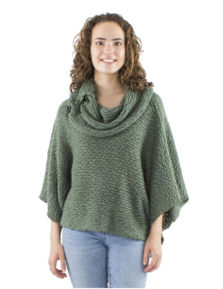 Pull maille col 4 boutons bois