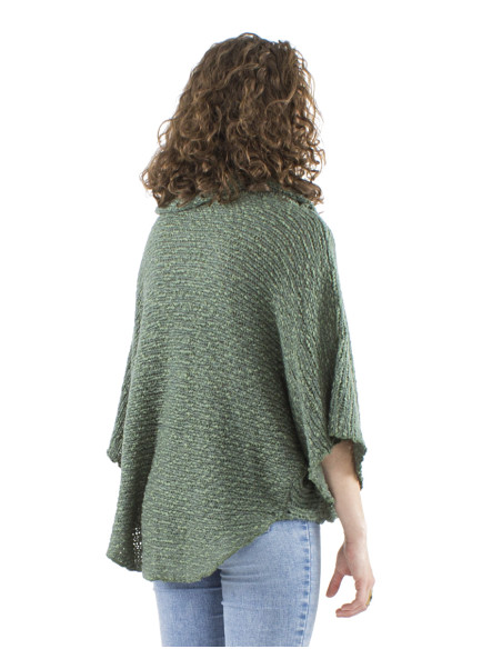 Pull maille col 4 boutons bois