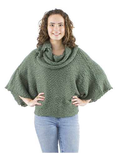 Pull maille col 4 boutons bois