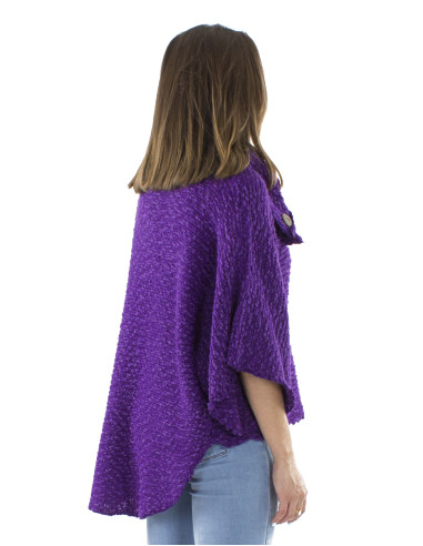 Pull maille col 4 boutons bois