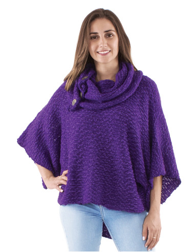 Pull maille col 4 boutons bois